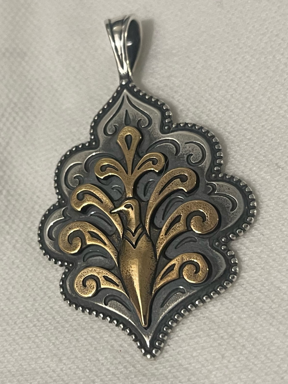 James Avery Two-Tone Floral Scroll Pendant - Silver & Gold
